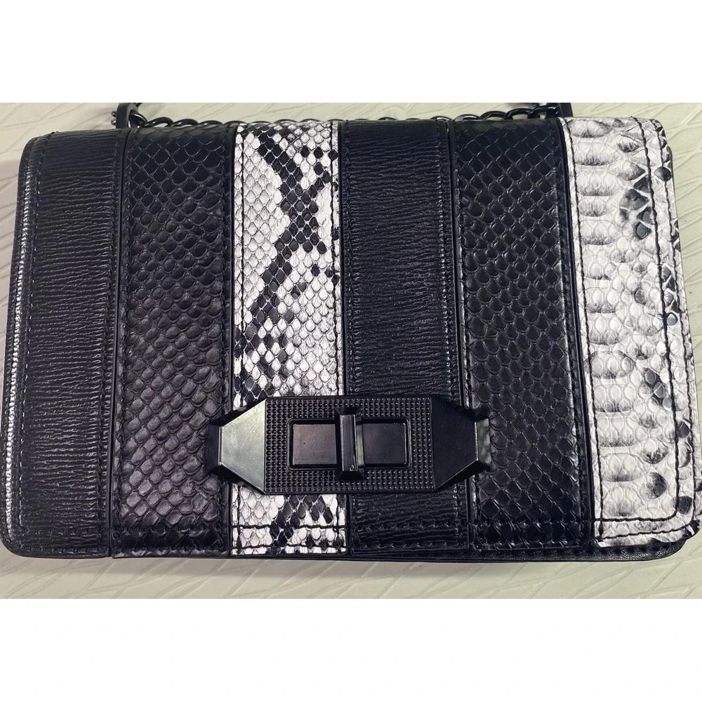 Aldo Crossbody‎ Women's Purse Black& White Animal Print Chain-strap 8x6x2